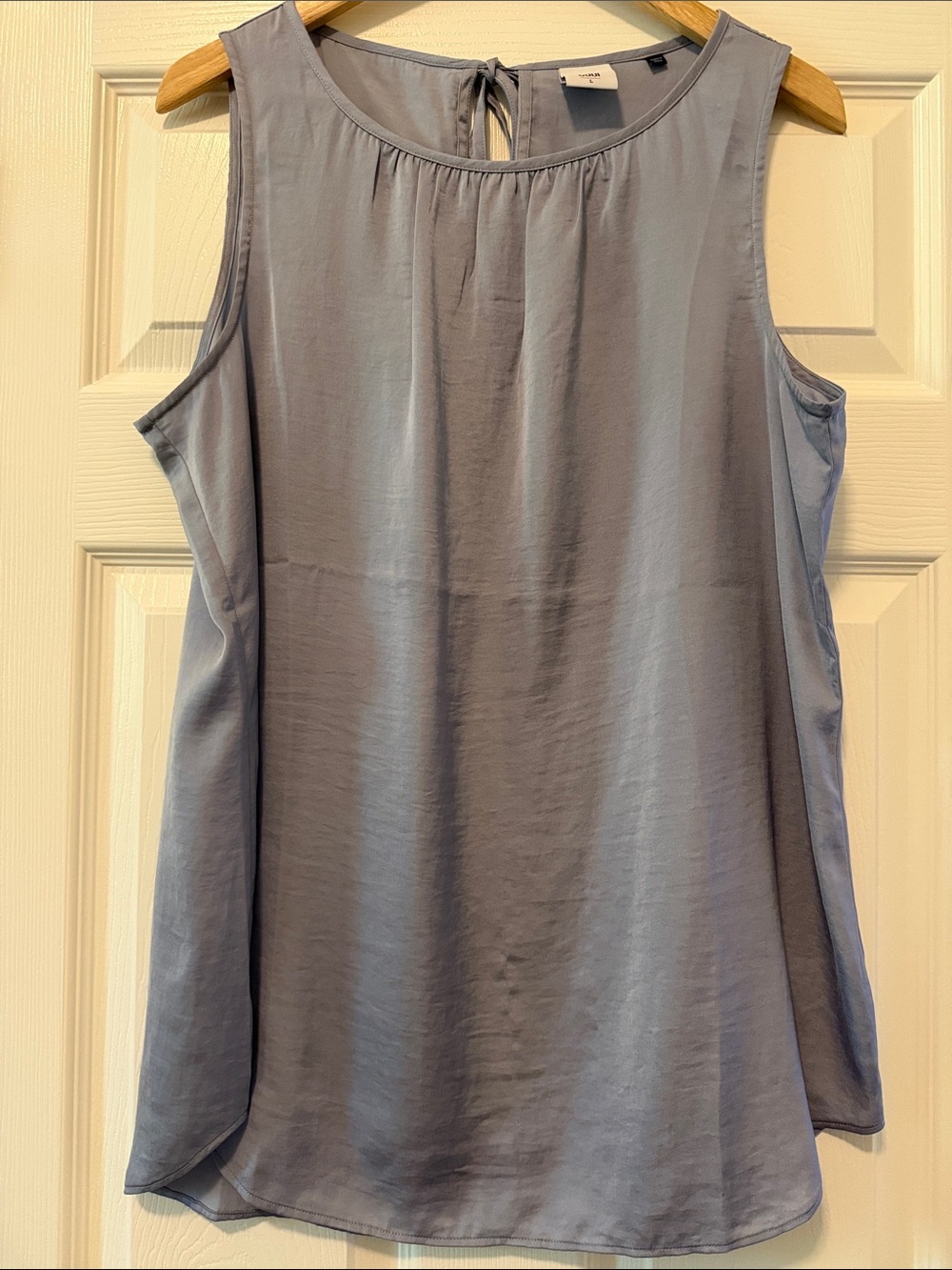 CAbi Style #5363 Satin Mist Tank Top, Large, Color: Silver Mist (light purple)